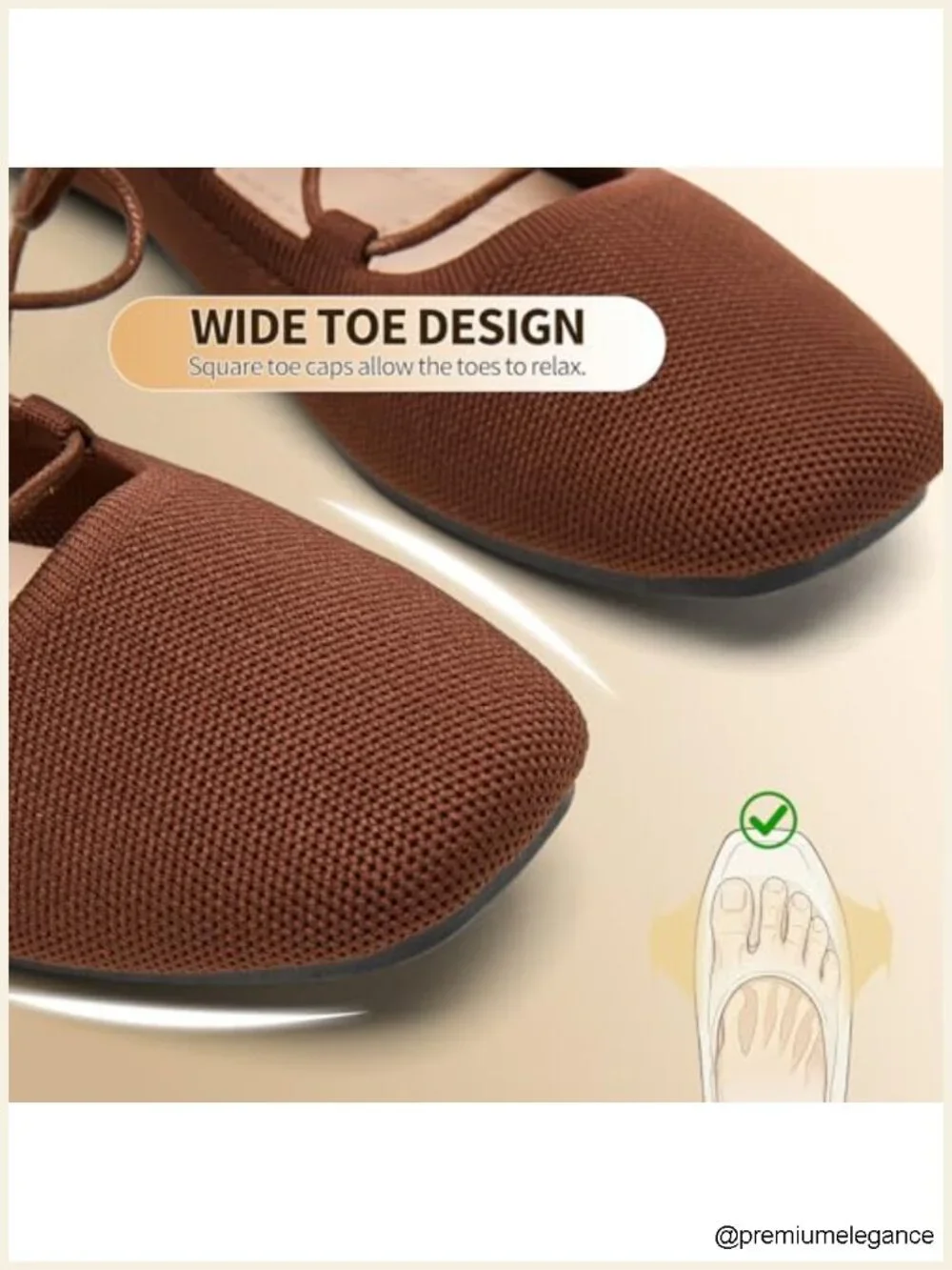 Lace Up Mary Jane Ballet Flats with Memory Foam Insole Wide Toe Square Toe Knit